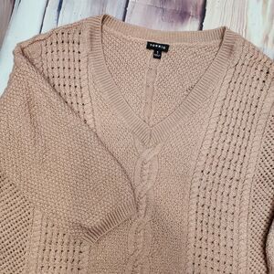 Torrid‎ Sweater Womens Size 1 Dusty Mauve Cable Knit Wool Blend Glitter Shimmer